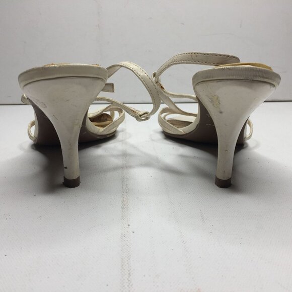 Fioni Womens White Heel Slingback Sandal 77534-10 Spring Summer Casual Size 10 - Picture 4 of 9